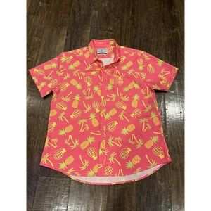 Savage Tacticians Shirt Men's XL Pink Pineapple Grenade Short Sleeve Beach~EUC